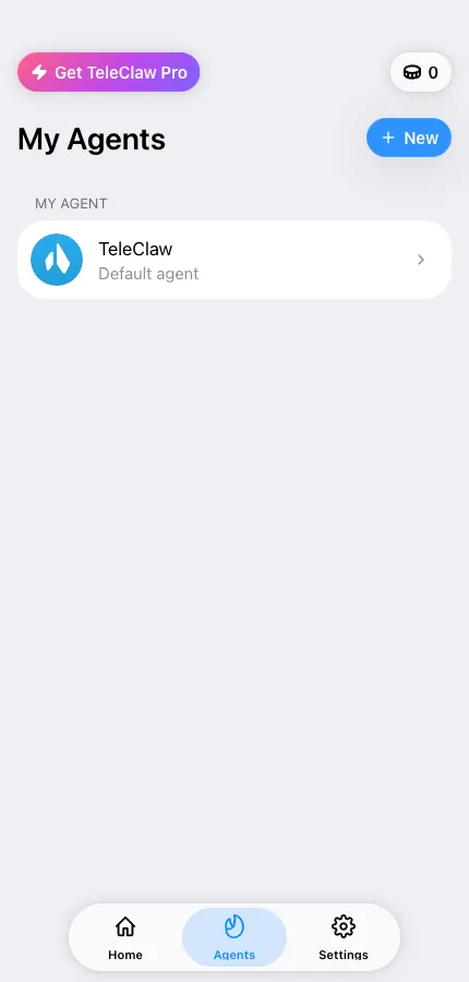 The My Agents screen in the Mini App